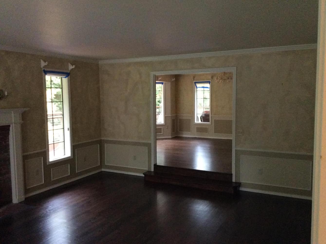 Interior before and after