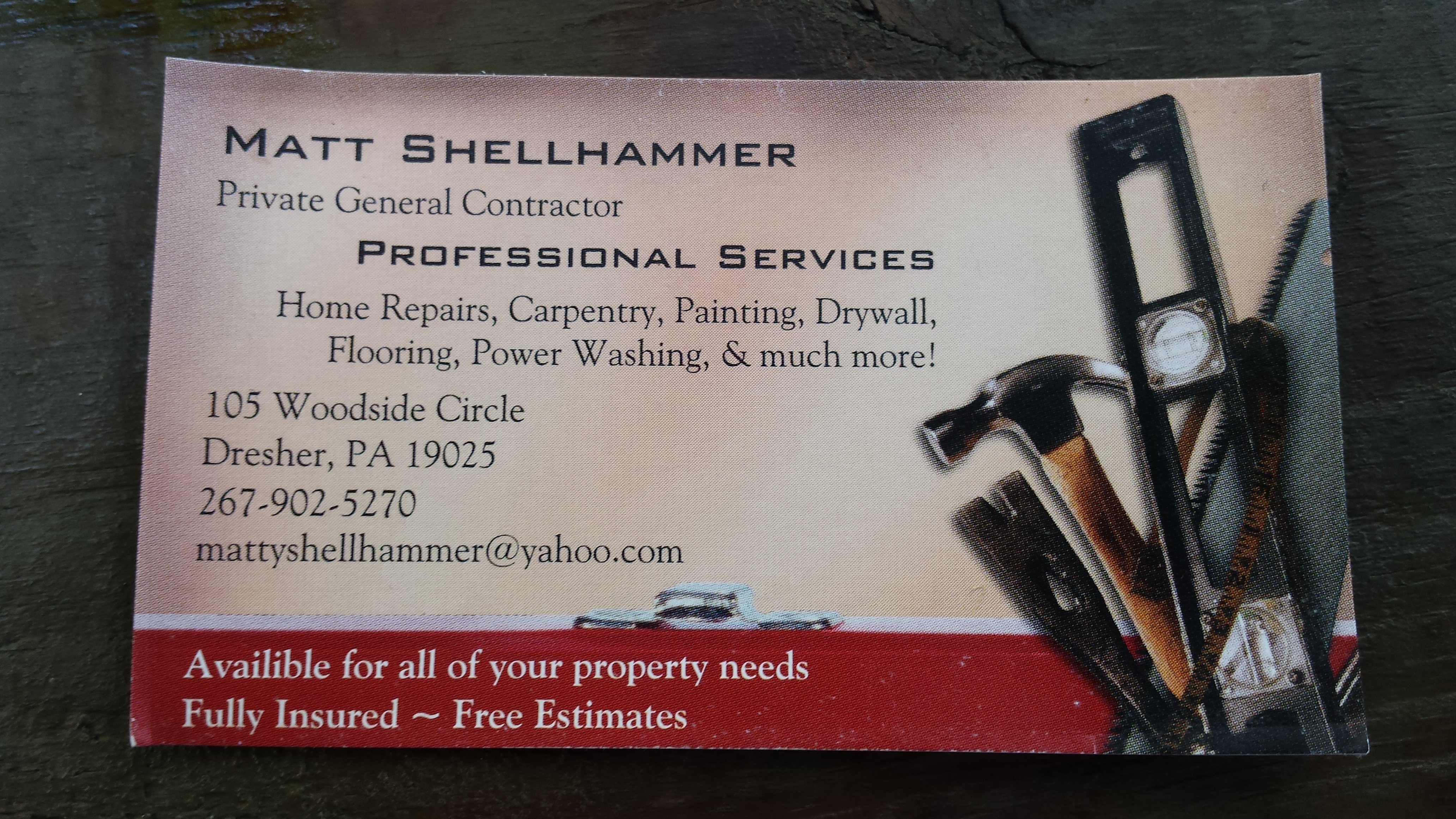 Matthew J. Shellhammer Private General Contractor Professional Services
