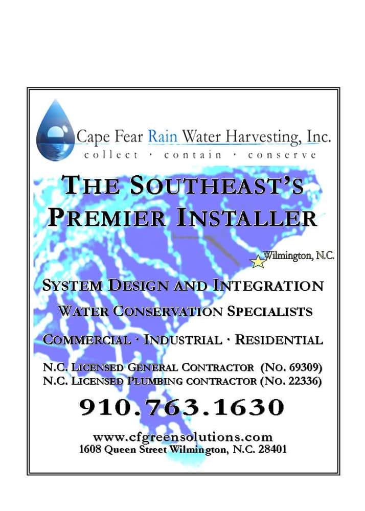 Project photos from Cape Fear Rain Water Harvesting, Inc.
