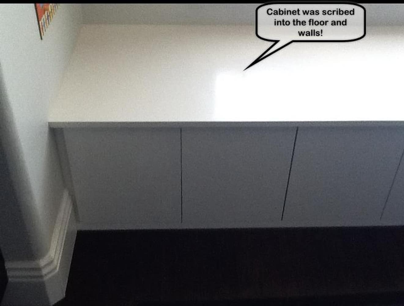 Finished picture of cabinet under window