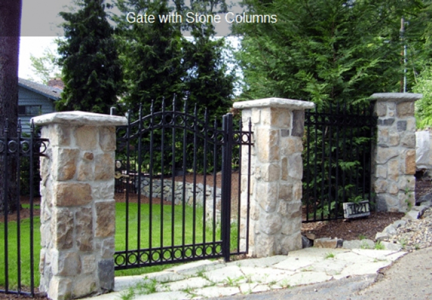 Gate with stone columns