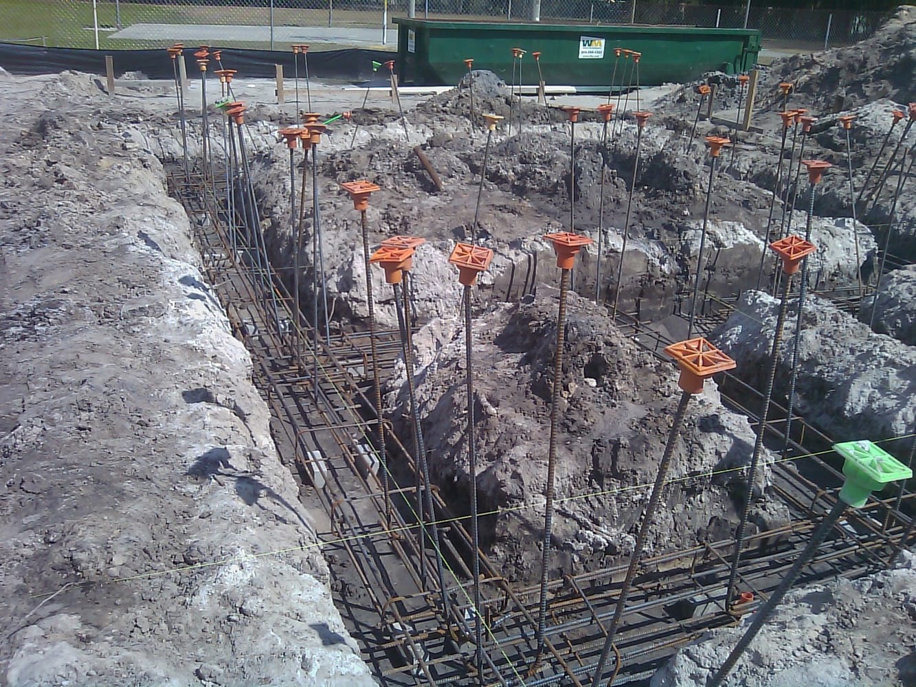 Concrete Footers with rebar supports. Inspected and passed