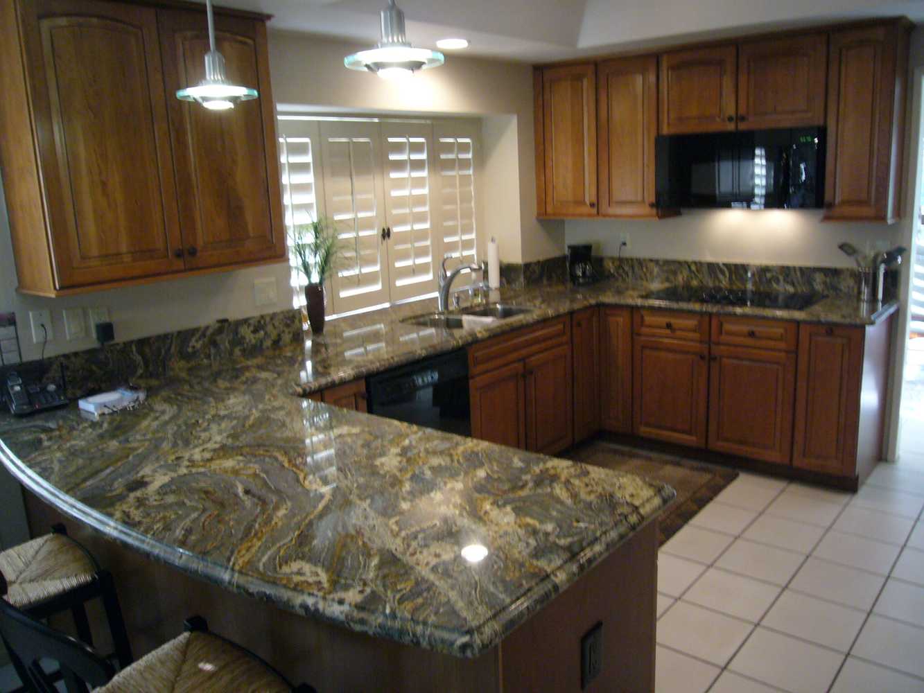 Kitchen granite counters with 1 1/2