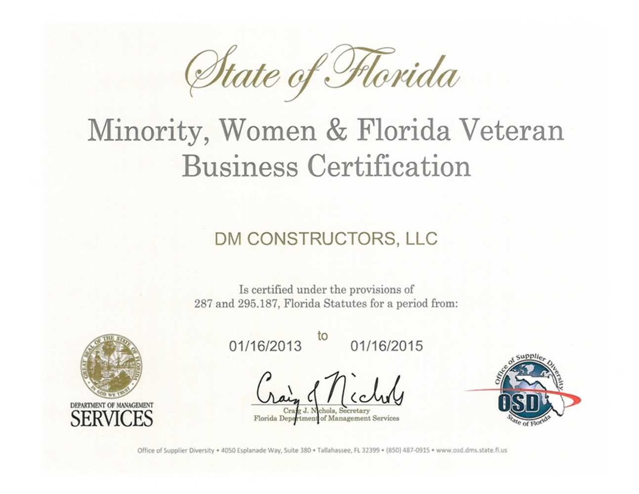 State Certified Minority