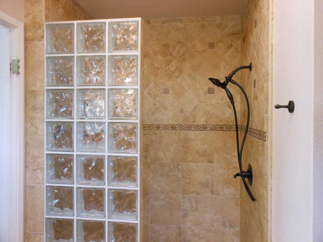 Glass block shower wall