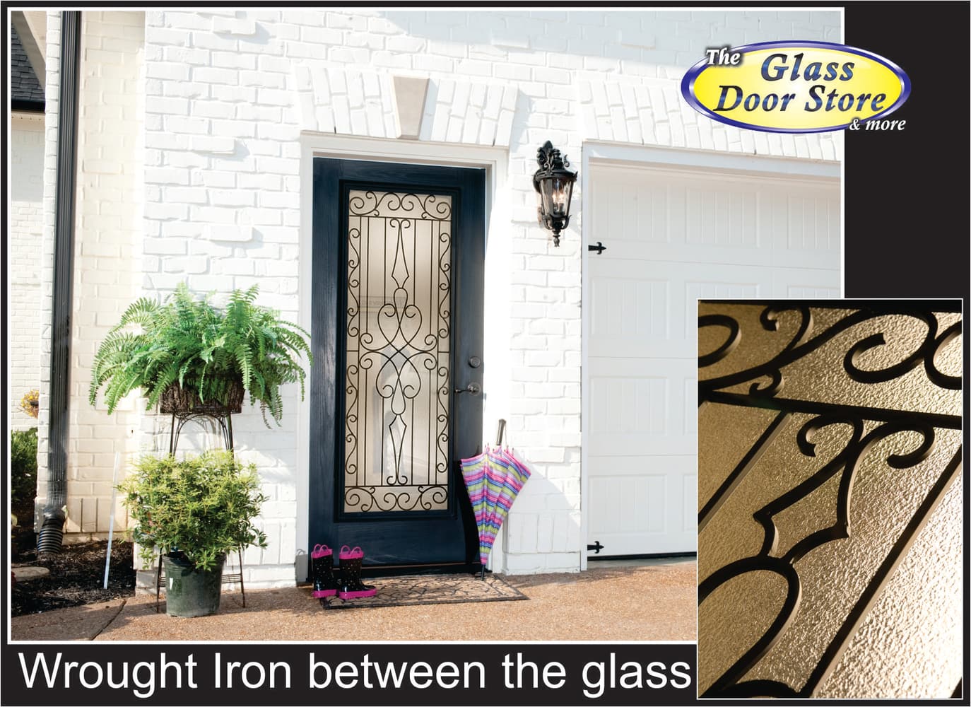 Wrought Iron glass doors for fiberglass exterior doors