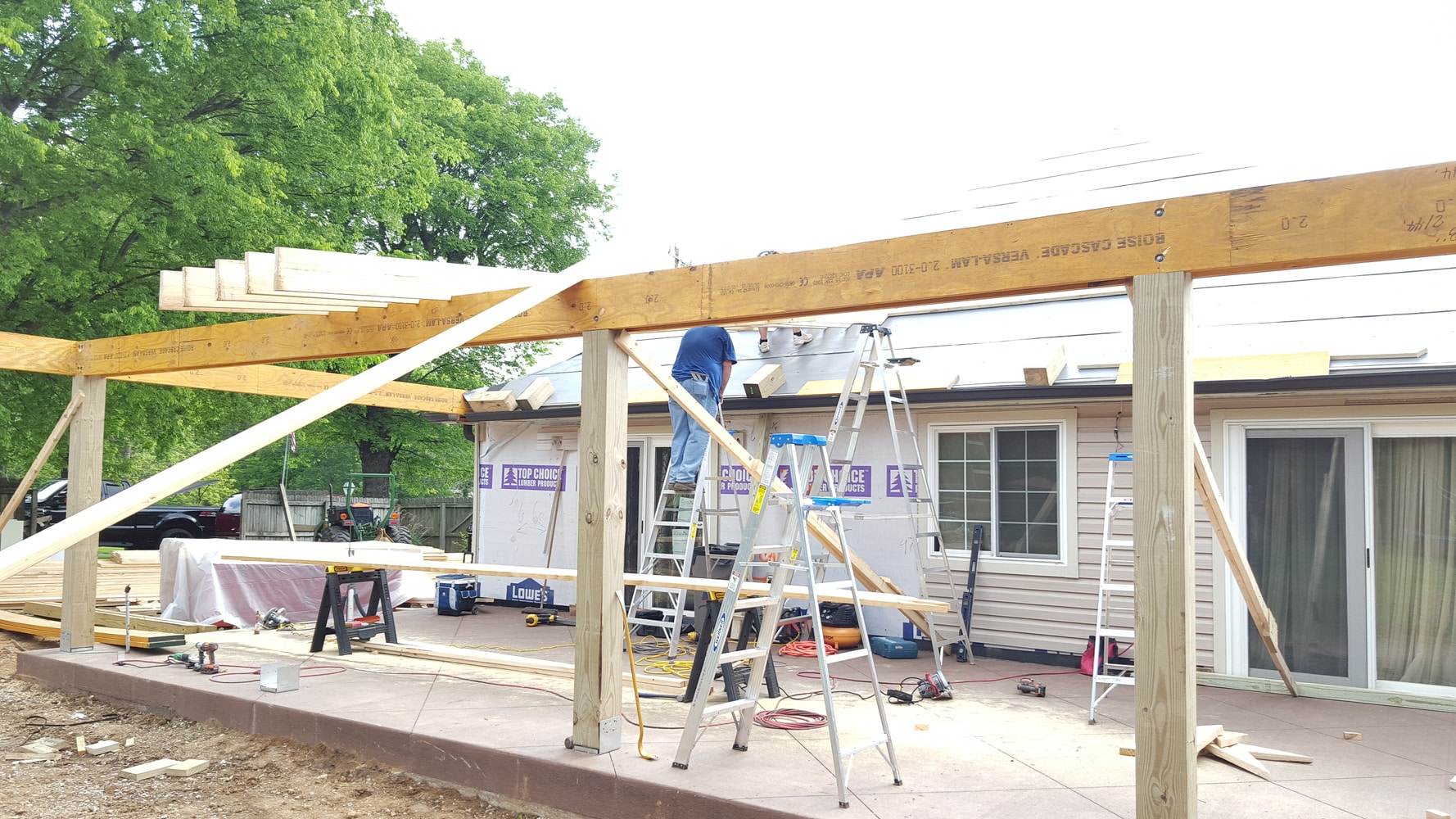 Covered Patio with Outdoor Kitchen and Fireplace (48' by 20')