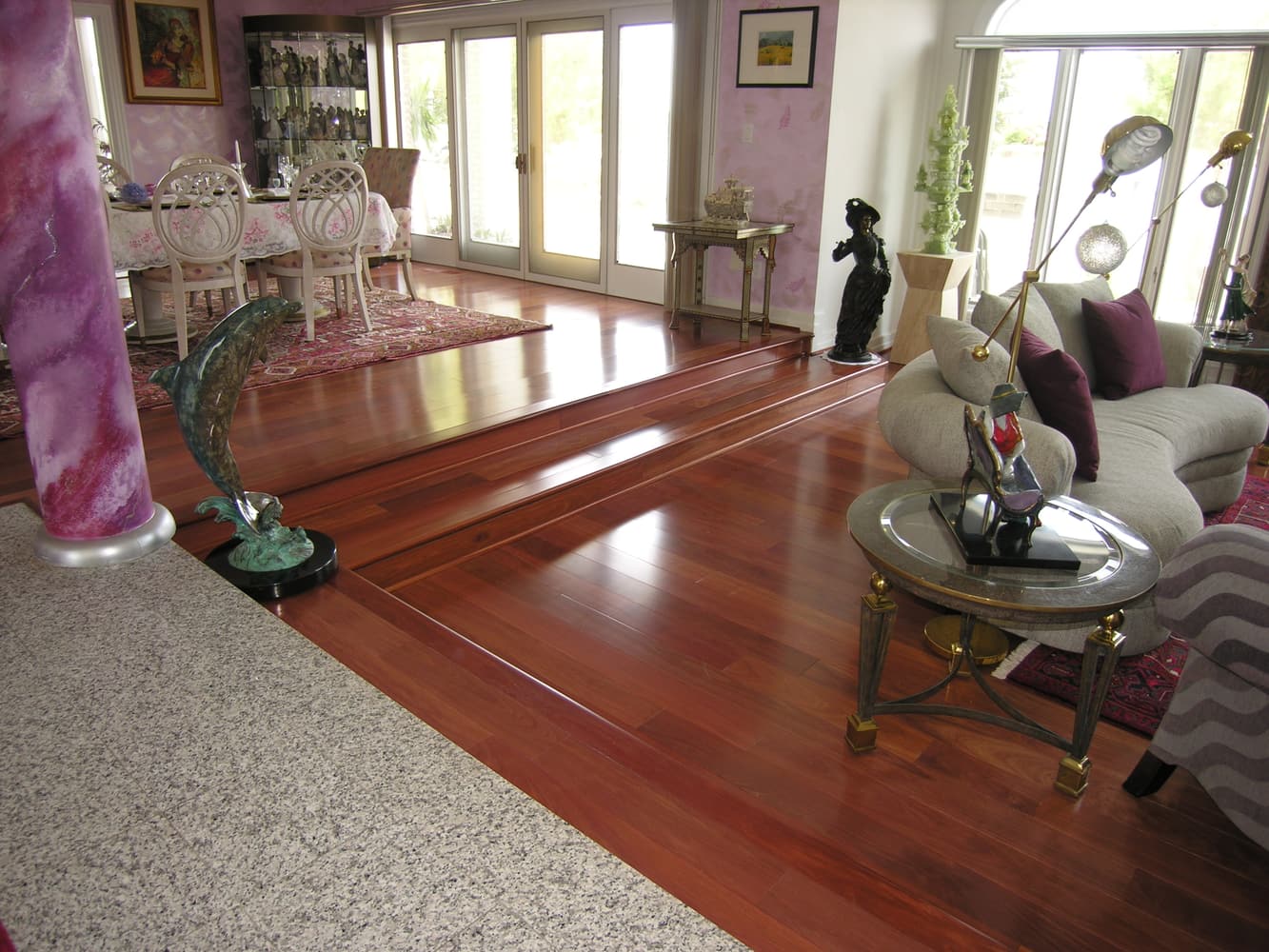 Tile, Santos Mahogany Install w/ Medallion/ Custom Home Build/