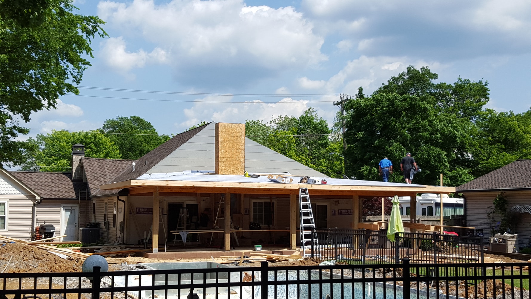Covered Patio with Outdoor Kitchen and Fireplace (48' by 20')
