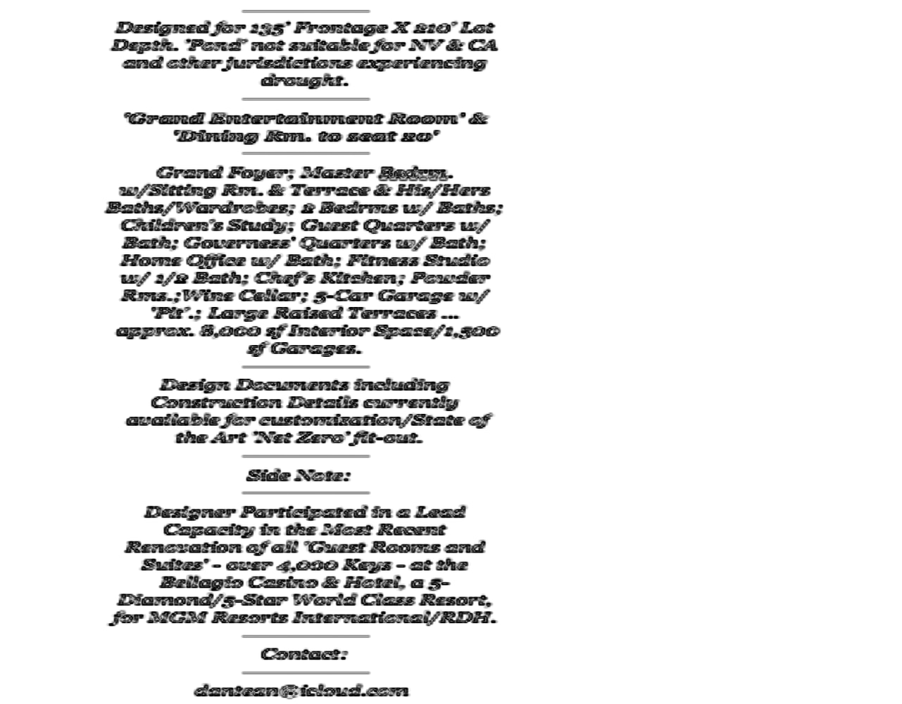 Dante Amato, AIA - Architect 'Mature' Period Spec Design