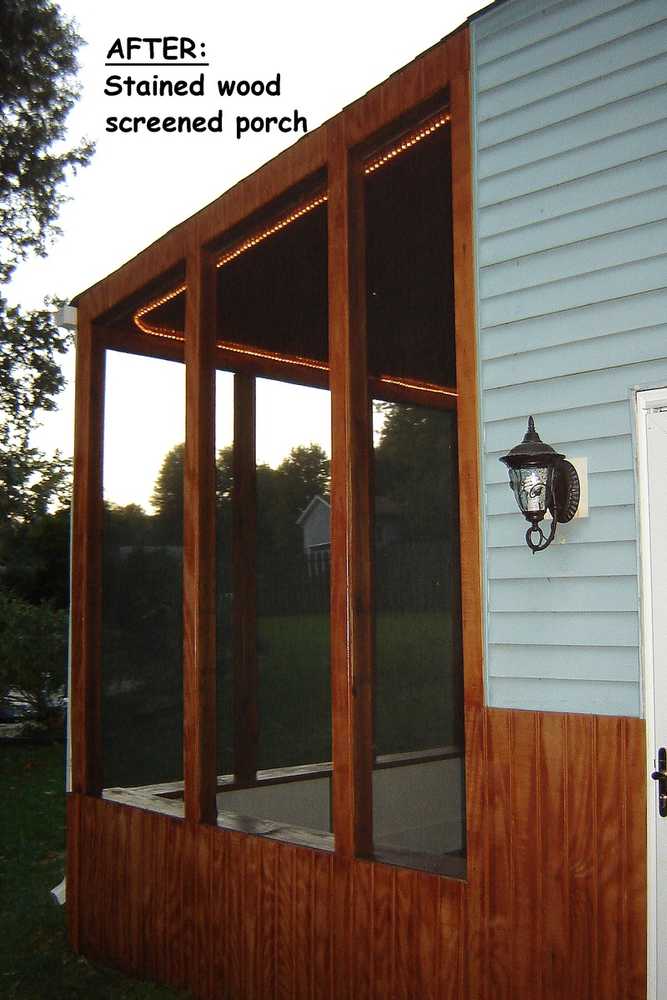 Remodel of glass panel porch to screened-in wood porch