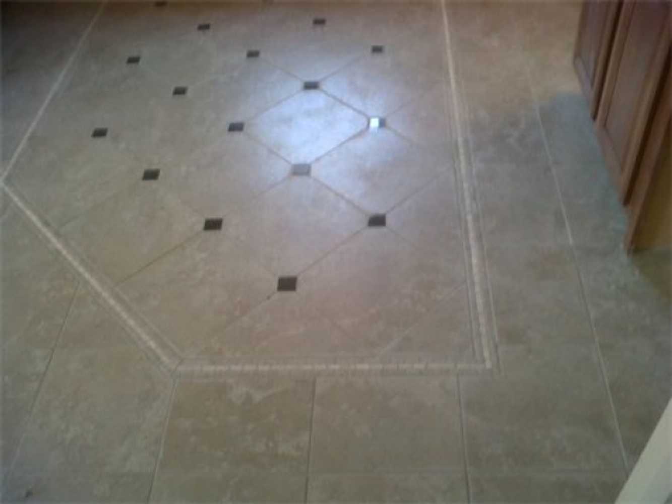 Porcelain with stone border and insets